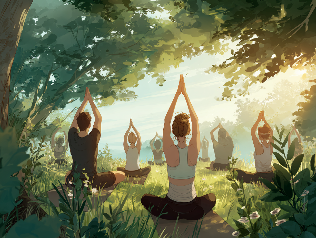 Grupă de yoga diversă